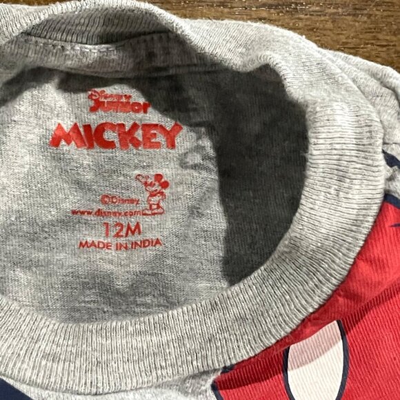 Disney Baby Mickey Mouse & Friends Bundle - Tank & T-Shirt Set 12M Gray Cotton B - Picture 5 of 5
